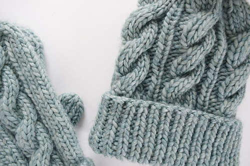 Classic Cabled Hat and Mittens photo 6