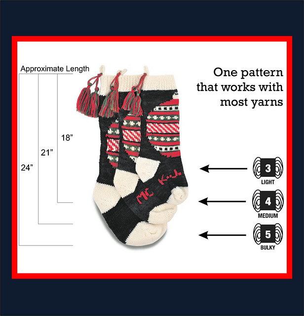 Ravelry Christmas Stockings Different Sizes pattern by Robin Denney