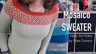 Knitting Sweet Four-Color Mosaic Sweater