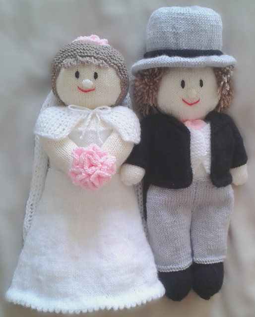 Ravelry Bride and Groom Wedding Dolls pattern by Knitting by Post