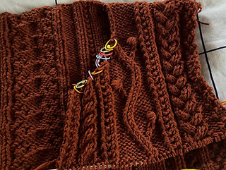 left front panel after neckline increases