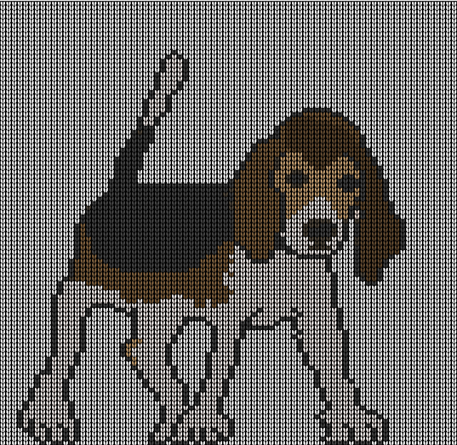 Ravelry Beagle dog intarsia knitting pattern pattern by irene court