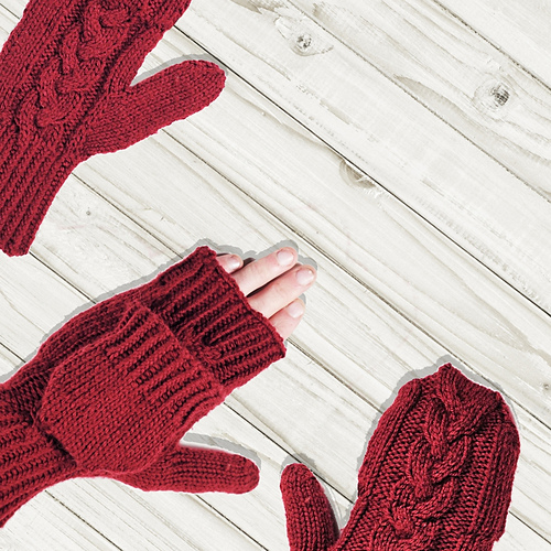 Convertible Cabled Fingerless Mitts photo 4