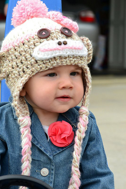 pink sock monkey hat