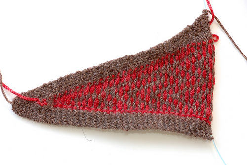 The reverse of the pattern showing traditional stranding techniques