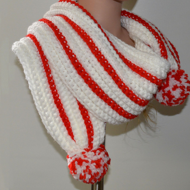 Ravelry Candy Cane Combo Scarf pattern by Myers