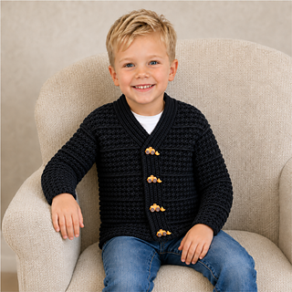 Aaron child textured cardigan 3-10Y available as a separate pattern
