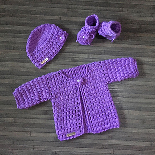 Beth set of cardigan hat to 10Y and booties available separately
