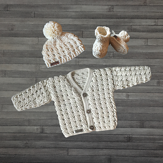 Caleb cardigan hat & booties set 0-10Y available separately