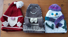 L to R Santa Tea Cozy, Gingerbread Man Tea Cozy and Snowman Tea Cozy L to R Santa Tea Cozy, Gingerbread Man Tea Cozy and Snowman Tea Cozy
