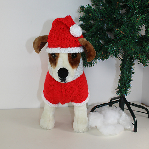Ravelry Dog Christmas Santa Hat and Coat pattern by Christine Grant