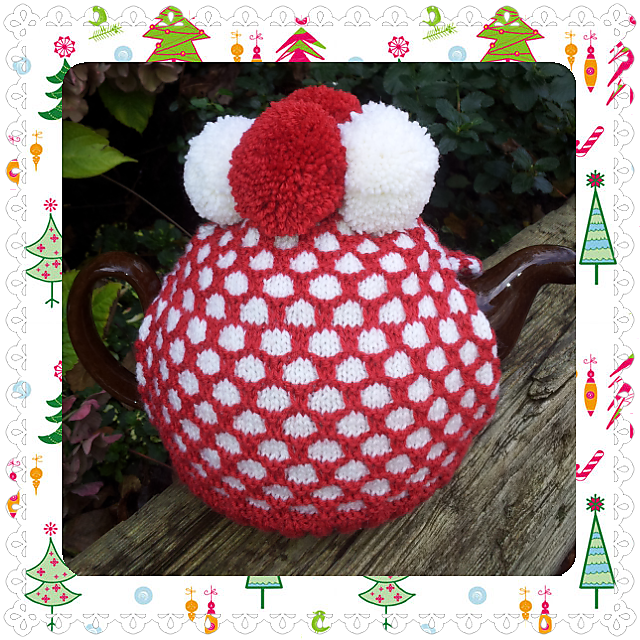 Ravelry Snowball Christmas Tea Cosy pattern by Manfield Crafts