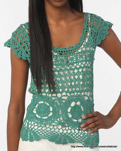 Crochet Blouse بلوز قلاب بافی با نقشه و مراحل 다른 모습 3