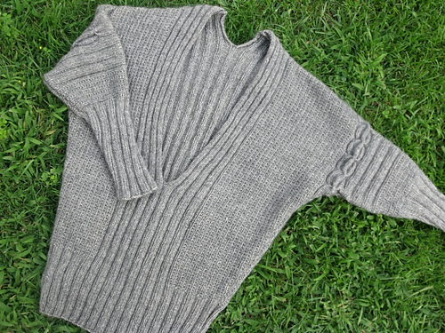 Threaded Pear Rayna Out Knit Dolman Sweater