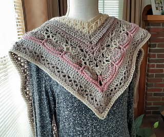 New V-Land Scarf in Old Rose and Tan - ready for tassel