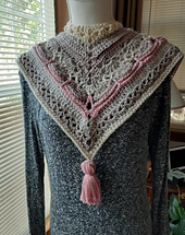 New V-Land Scarf in Old Rose and Tan - with tassel