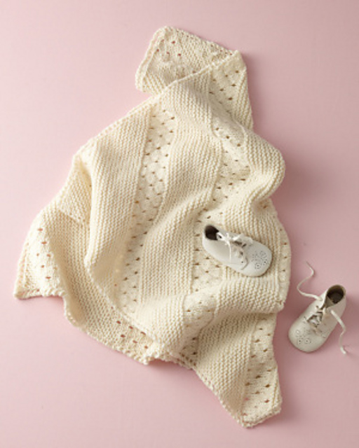 Ravelry Diagonal Eyelet Baby Blanket pattern by Lion Brand Yarn