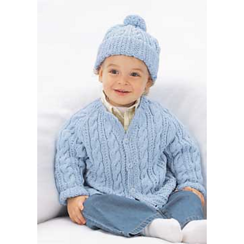 Raglan Cables Set: Cardigan and Hat photo 1