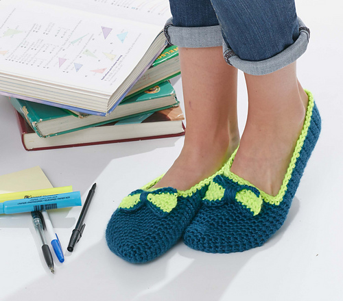 Ravelry: Bow Tie Slippers pattern by Caron Design Team