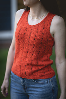 Tank-top in Knitting for Olive Pure Silk in Blood Orange with i-cord trim