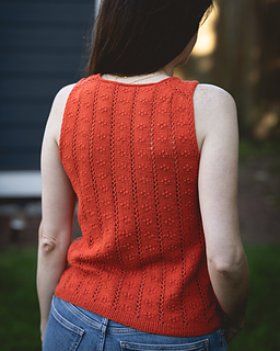 Tank-top in Knitting for Olive Pure Silk in Blood Orange with i-cord trim