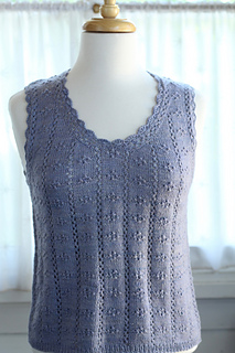 Knit by Heather @sewhappyjane in Sew Happy Jane Silky Linen Sport, color Periwinkle, with crochet trim mod