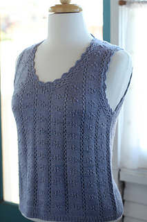 Knit by Heather @sewhappyjane in Sew Happy Jane Silky Linen Sport, color Periwinkle, with crochet trim mod