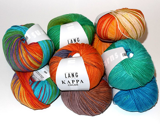 Lot De 11 Pelotes De Laine LANG KAPPA COLOR - 97% Coton, 3% Polyester - Coloris Brun/orange/vert
