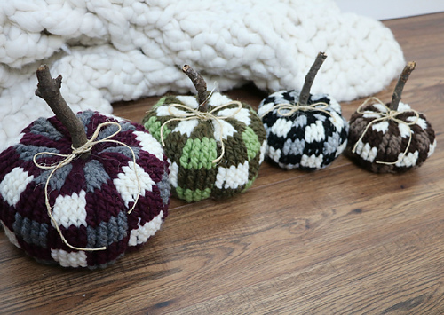 Ravelry: Bulky & Quick Plaid Pumpkins pattern by MJ's Off The Hook Designs