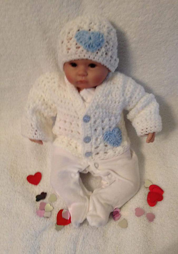 Kiss Kiss preemie cardigan & beanie photo 3