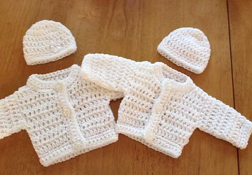 Pip Preemie Cardigan & Hat photo 1