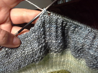 Wrong Side view of bind off.  Just like k2togtbl from wrong side.  