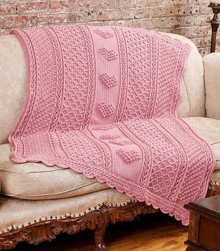 Aran Hearts Throw - 2012 Coats & Clark