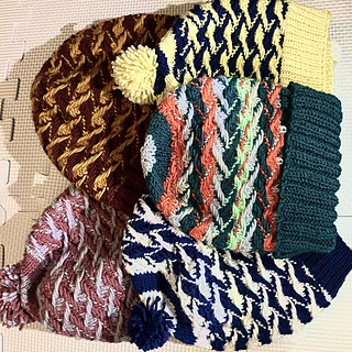 picture of all 5 sample hats together