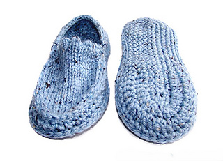 Knit Crochet Moccasin Slippers
