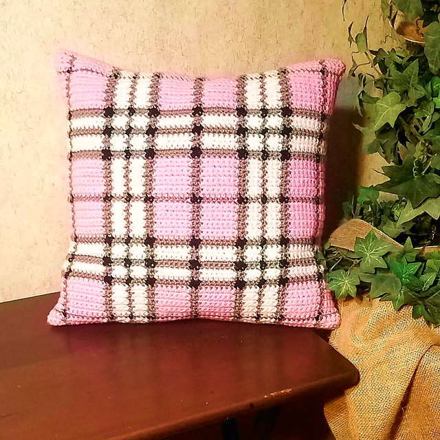 pink plaid pillow