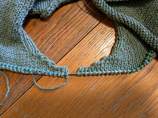 increases on left side are cable cast on. increases on right side are backward loops cast on