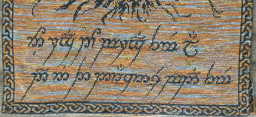 Eye of Sauron Double Knit Blanket showing bottom edge of English side