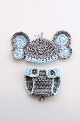 Elephant Hat and Diaper Cover for Boy or Girl photo 2