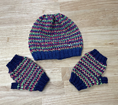 Small hat and mitts meant to fit a child