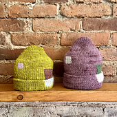 L to R: Size 1 in Keira Wiggins HoneyBun in Grasshopper (MC) and scrap; Size 2 in Keira Wiggins Queensbridge in Purple Sage (MC) and scrap; 