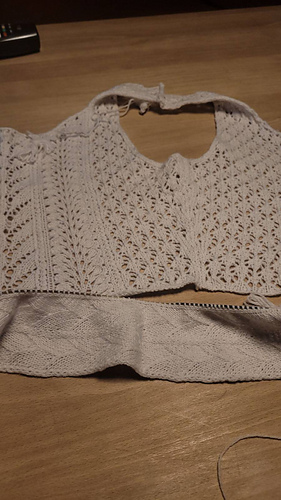 Getting ready to connect the bodice and waistband
