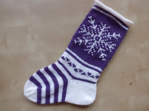 Christmas Stocking with Red and White Snowflakes photo 4