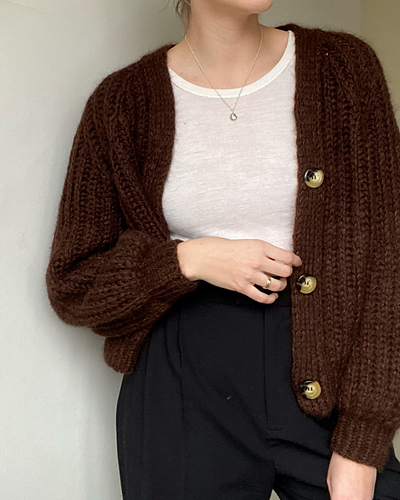 Fluffy Ass Brioche Cardigan Monochrome - bypendlerstrik