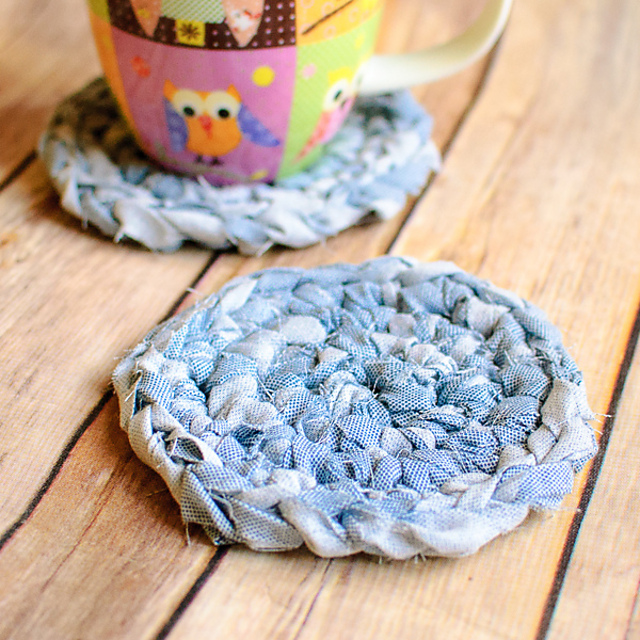 Ravelry Fabric Yarn Coasters pattern by Kara Gunza