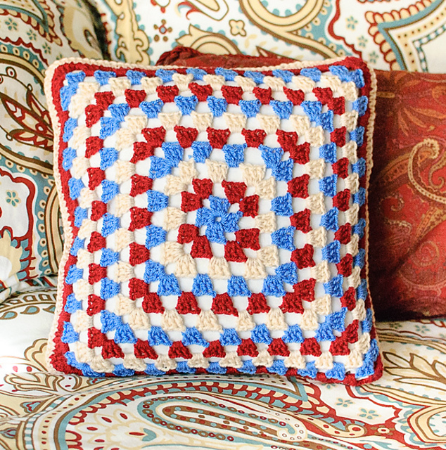 Ravelry Granny Square Pillow pattern by Kara Gunza