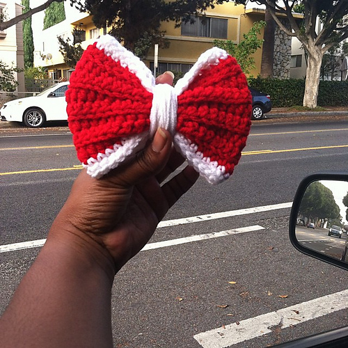 Large Striped Hair Bow photo 3