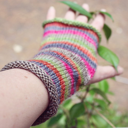 Strata Striped Fingerless Mittens photo 2