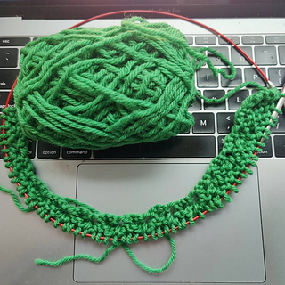 Cast on for the capelet. I forgot to add the first few rows of the pattern but I think the capelet looks fine without it too