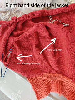 Used left and right leaving increases to give the right shape to the sleeves. This image is for right hand sleeve